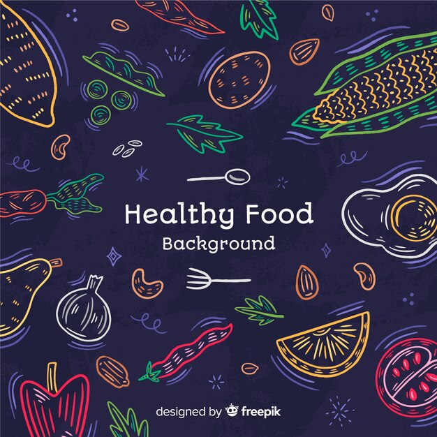 Fondo scuro disegnato a mano dell&#39;alimento fresco