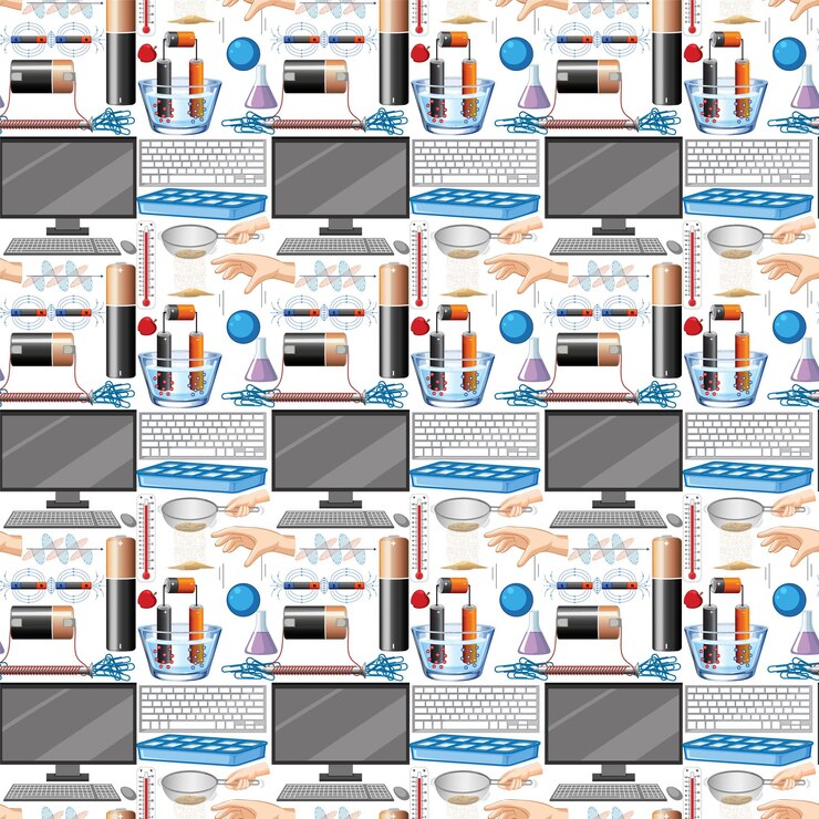Vettore gratuito fondo senza cuciture con attrezzature scientifiche