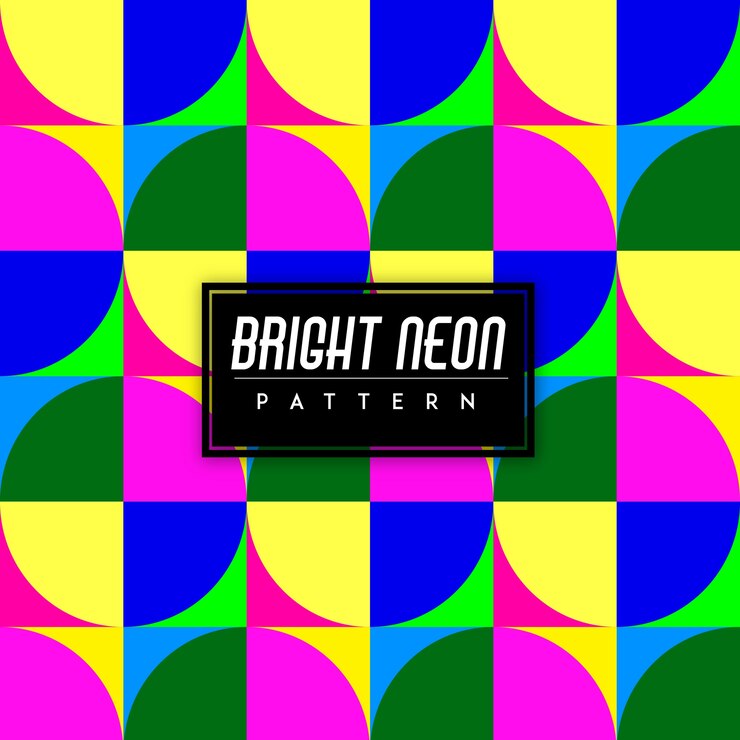 Vettore gratuito fondo senza cuciture del modello di forme variopinte al neon luminose