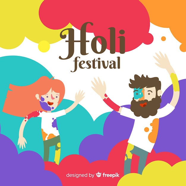 Fondo sorridente di festival di holi degli amici