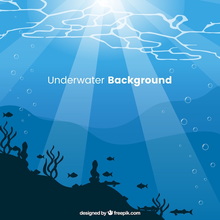 Vettore gratuito fondo sottomarino con diverse specie marine