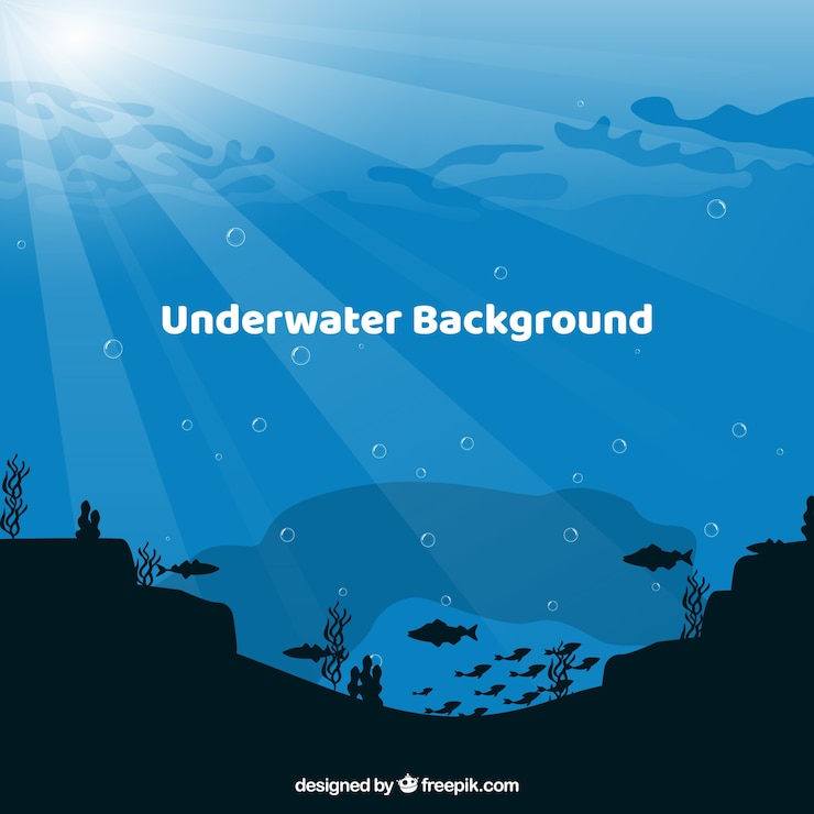 Vettore gratuito fondo sottomarino con diverse specie marine