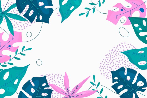 Fondo tropicale estivo piatto disegnato a mano