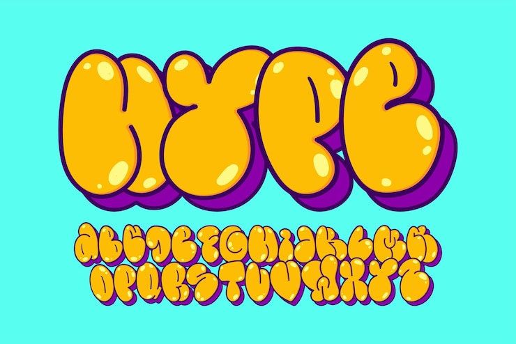 Vettore gratuito font di graffiti a bolle di street art