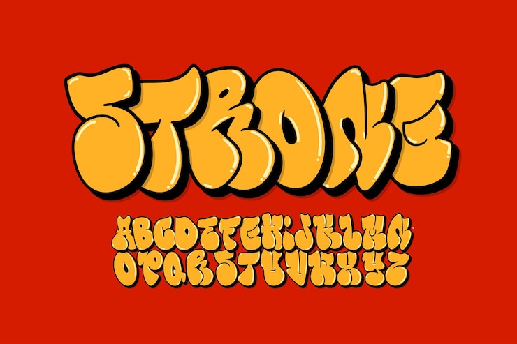 Vettore gratuito font di graffiti a bolle di street art
