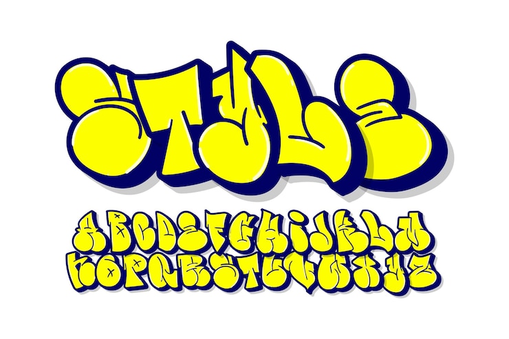 Vettore gratuito font di graffiti a bolle di street art
