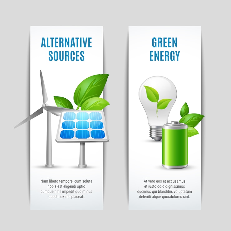 Vettore gratuito fonti alternative e banner per l'energia verde