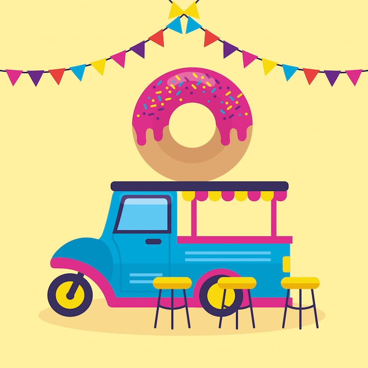 Vettore gratuito food truck in stile piatto