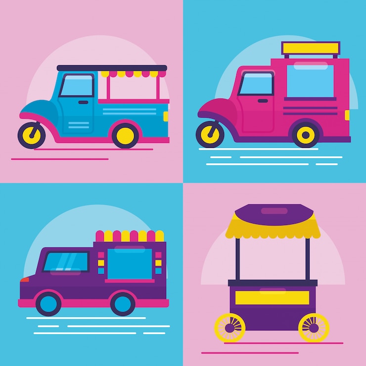 Vettore gratuito food truck in stile piatto