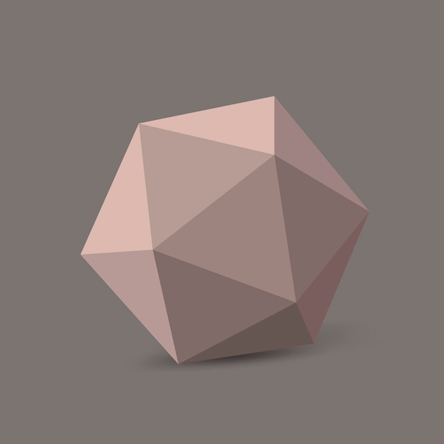 Forma di icosaedro rosa, vettore di elemento geometrico di rendering 3D