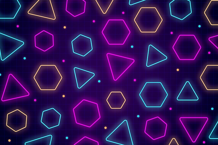 Vettore gratuito forme geometriche e sfondo di luci al neon
