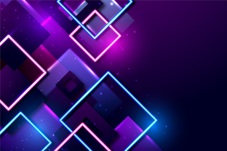Vettore gratuito forme geometriche luci al neon sfondo