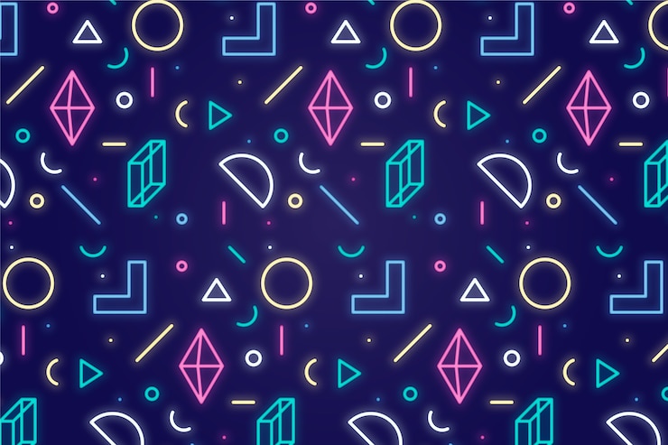 Vettore gratuito forme geometriche luci al neon sfondo