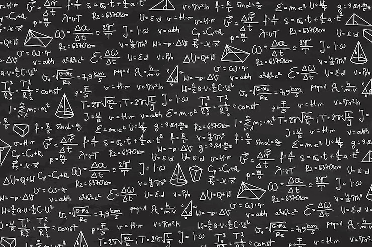 Vettore gratuito formule scientifiche disegnate a mano sulla lavagna