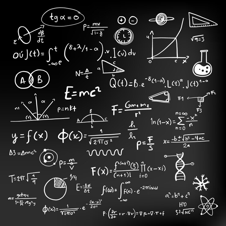 Vettore gratuito formule scientifiche sulla lavagna