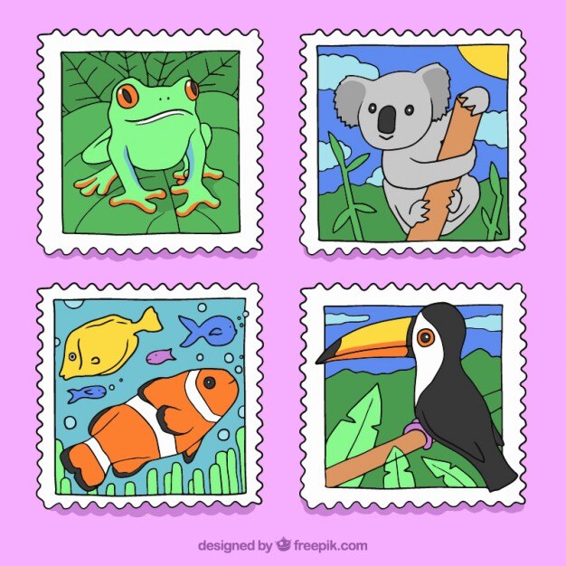 Vettore gratuito francobolli animali