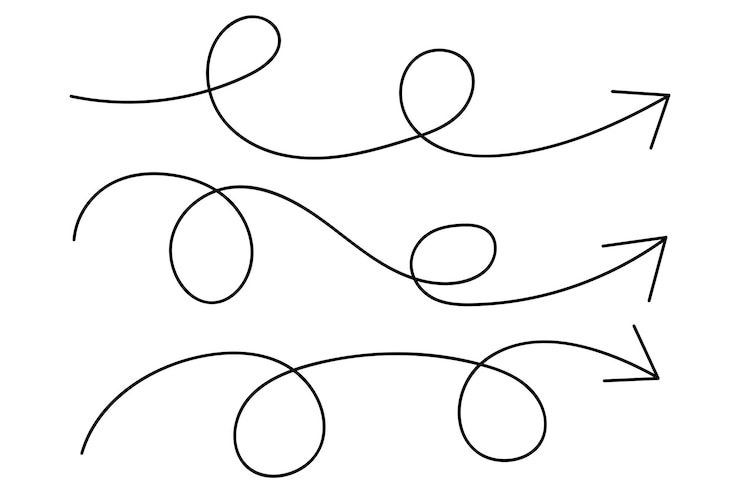 Vettore gratuito frecce di linee ricce a doppio ciclo