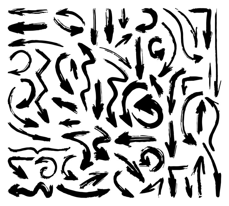 Vettore gratuito frecce disegnate a mano impostate