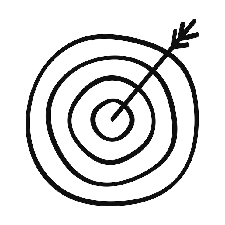 Vettore gratuito freccia in stile doodle nel bersaglio