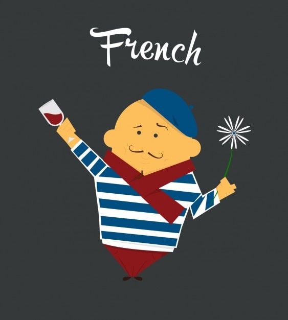 Vettore gratuito french man piatto illustrazione