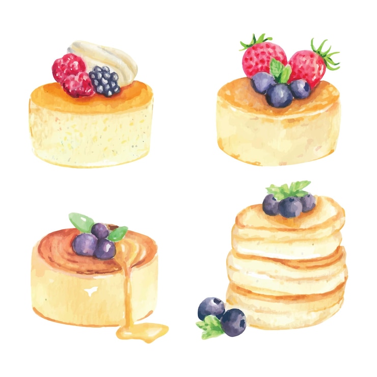 Vettore gratuito frittelle di soufflé con illustrazione di frutti di bosco