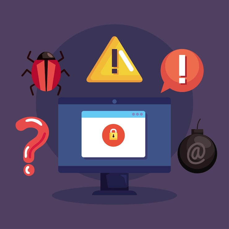 Vettore gratuito frode informatica con desktop