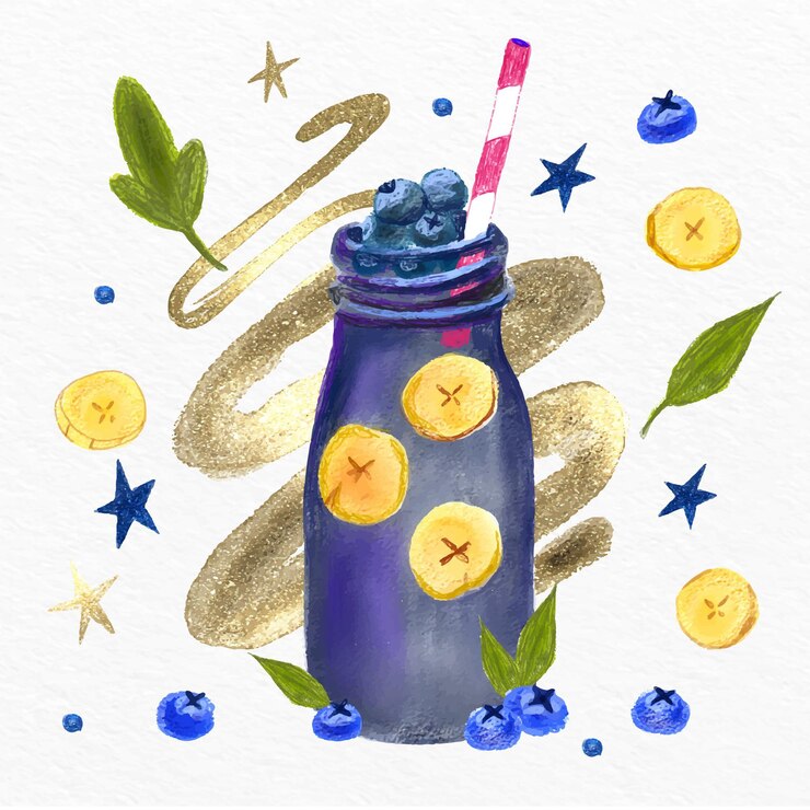 Vettore gratuito frullati dell'acquerello dipinto a mano nell'illustrazione di vetro del frullatore