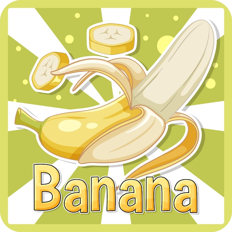 Vettore gratuito frutta banana gialla con sfondo