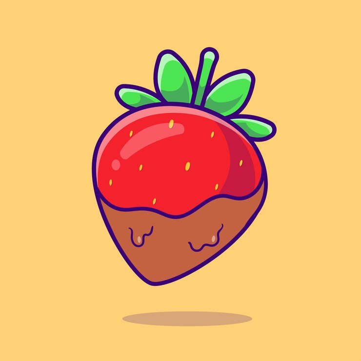 Vettore gratuito frutta di fragola con cioccolato cartoon vector icon illustrazione cibo oggetto iconica isolata piatta