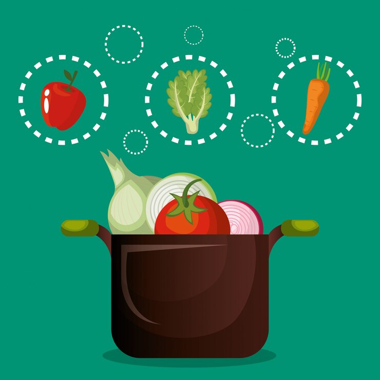 Vettore gratuito frutta e verdura cibo sano