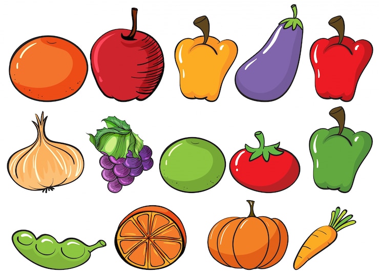 Vettore gratuito frutta e verdura sana