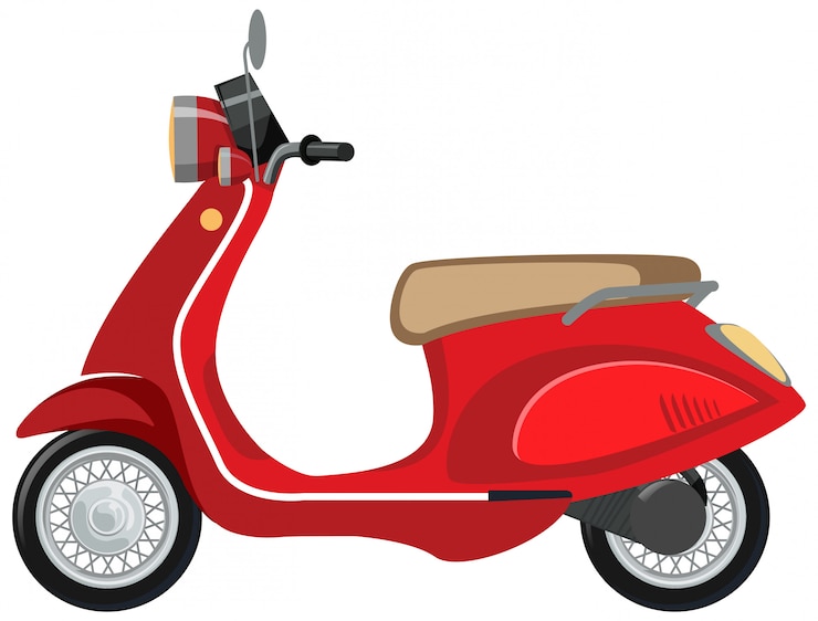 Vettore gratuito fumetto di scooter isolato su priorità bassa bianca