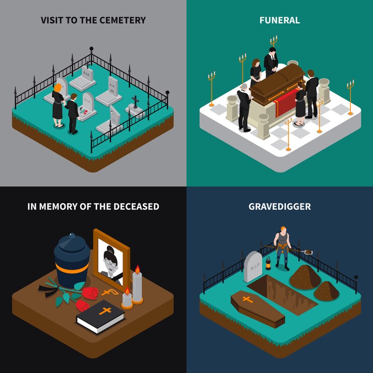 Vettore gratuito funeral isometric concept