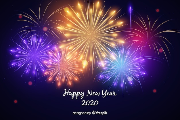 Fuochi d'artificio colorati del nuovo anno 2020