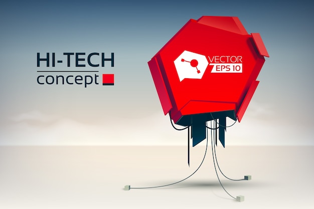 Futuristico concetto astratto con macchina meccanica rossa in stile hi-tech