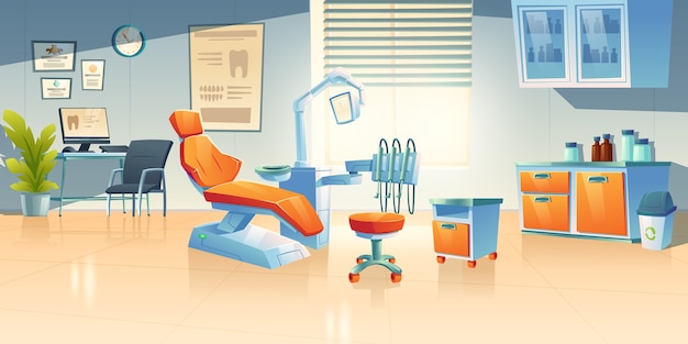 Gabinetto del dentista, stanza di stomatologia in clinica o ospedale