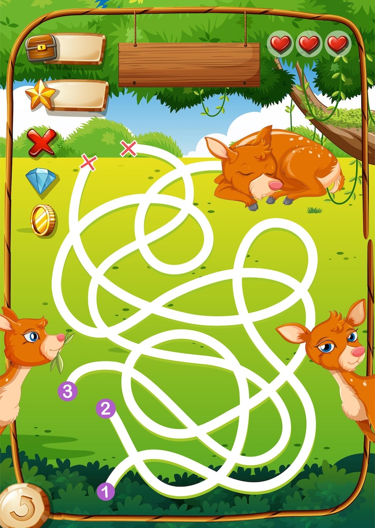 Vettore gratuito game design con cervi nel parco
