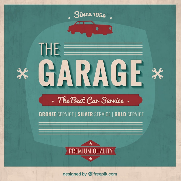 Vettore gratuito garage poster in stile retrò