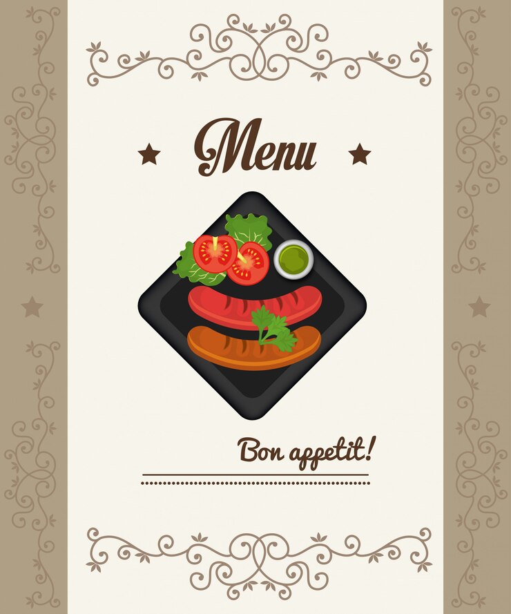 Vettore gratuito gastronomia e menu del ristorante