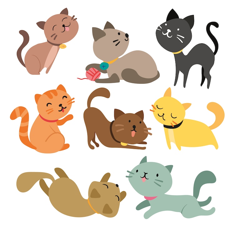 Vettore gratuito gatti insieme colorato
