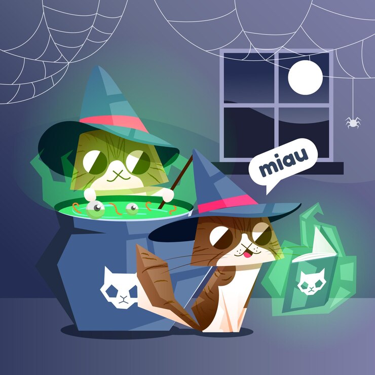 Vettore gratuito gatto di festival di halloween