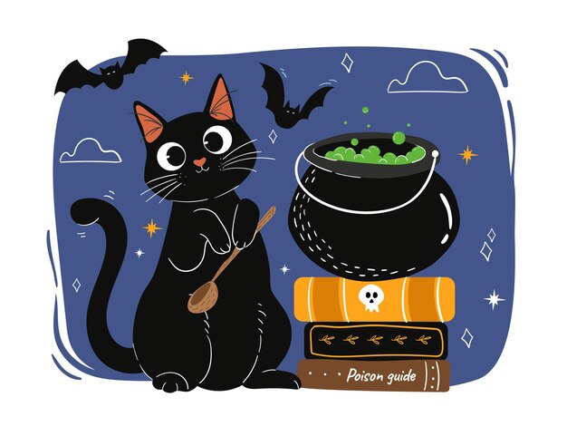 Gatto di halloween disegnato a mano