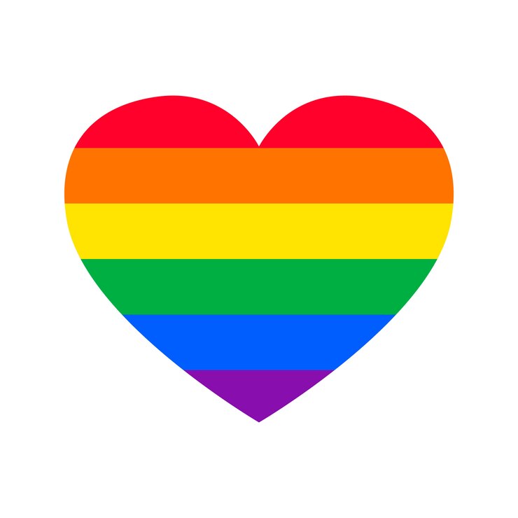 Vettore gratuito gay pride flat a forma di cuore