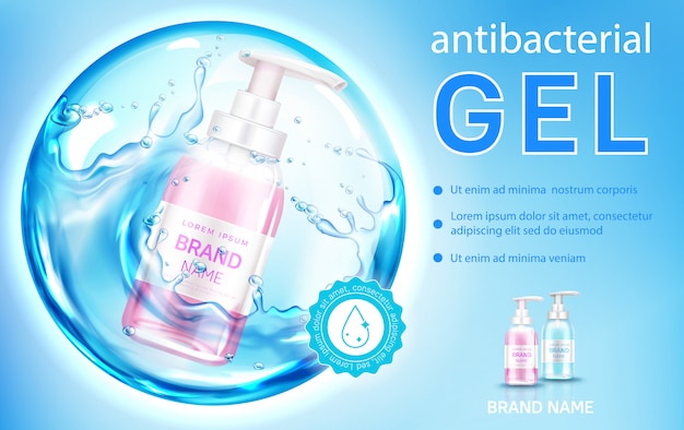 Gel antibatterico, banner di sapone liquido antisettico