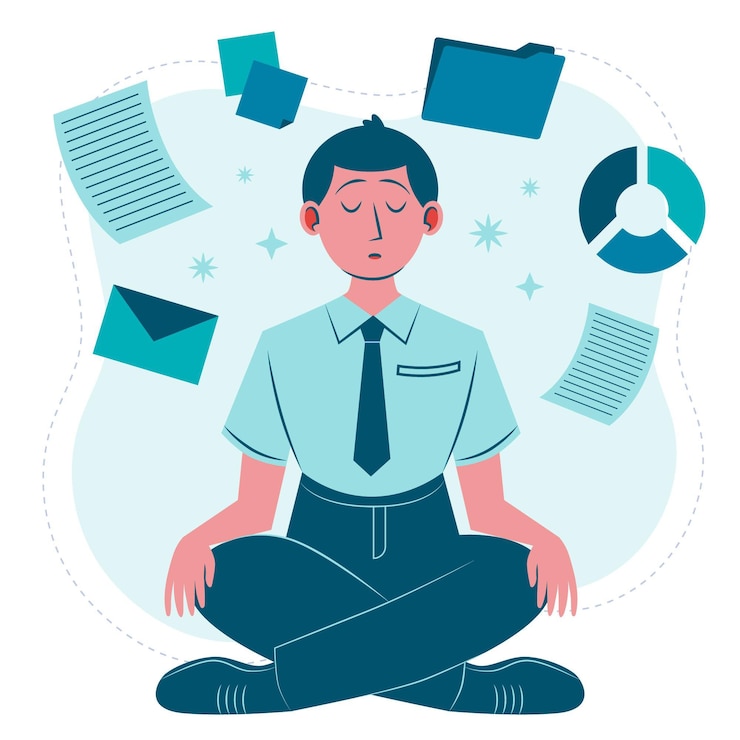 Vettore gratuito gente di affari piatta organica meditando illustrazione