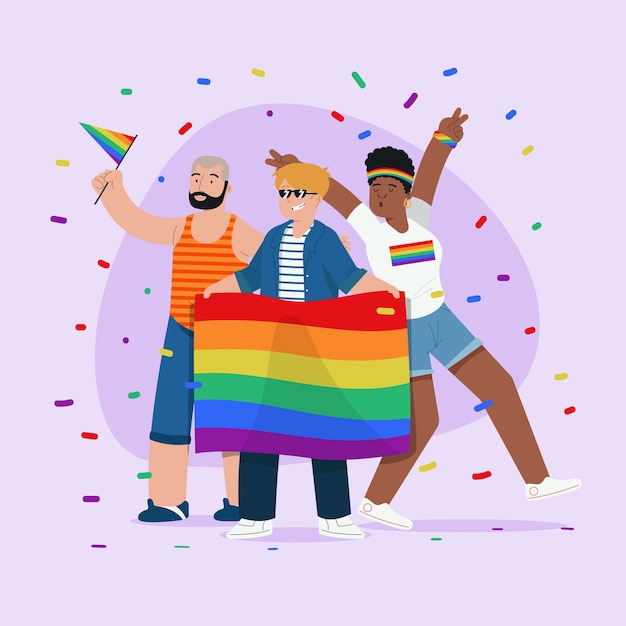 Gente felice che celebra il giorno dell'orgoglio