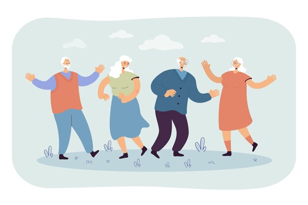 Gente maggiore felice che gode della festa all'aperto. Illustrazione del fumetto