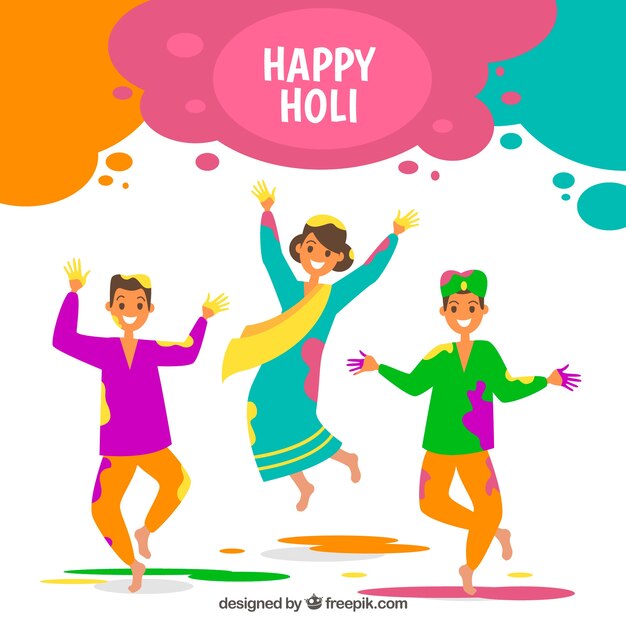 Gente variopinta che celebra il festival di holi