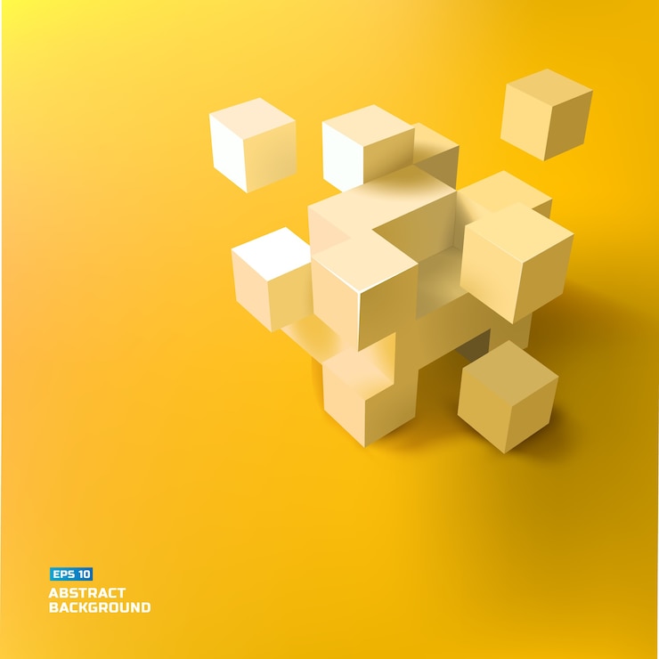 Vettore gratuito geometrico astratto con l'illustrazione grigia dei cubi e dei quadrati 3d