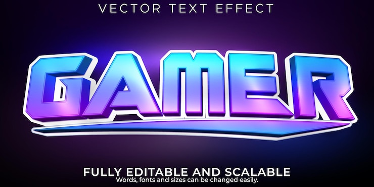 Vettore gratuito giocatore con effetti di testo modificabili, esport 3d e stile del carattere in streaming